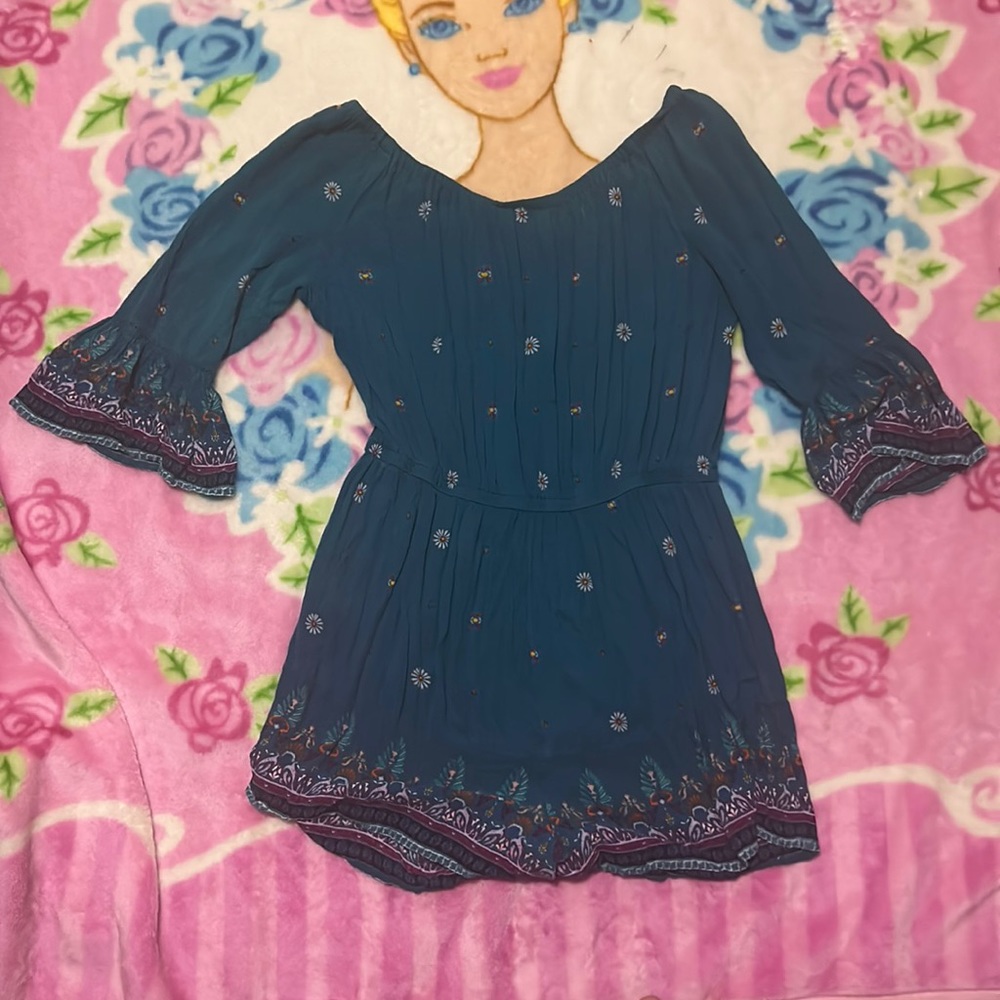 blue flower romper